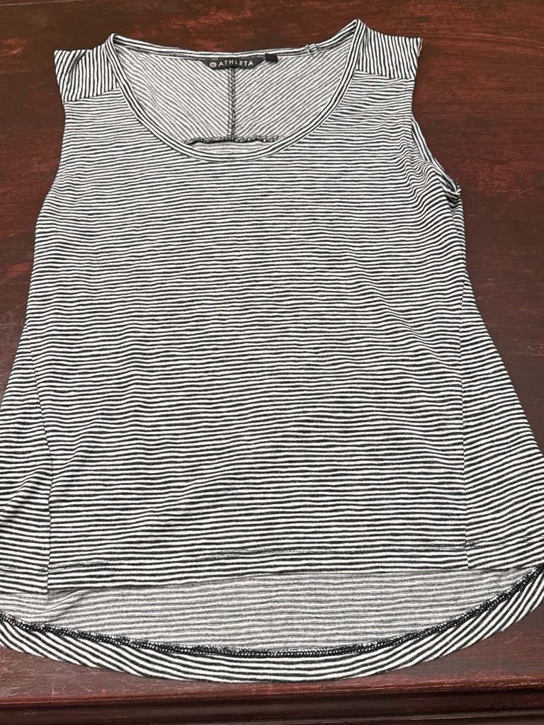 Athleta Black & White Striped Sleeveless Tank
